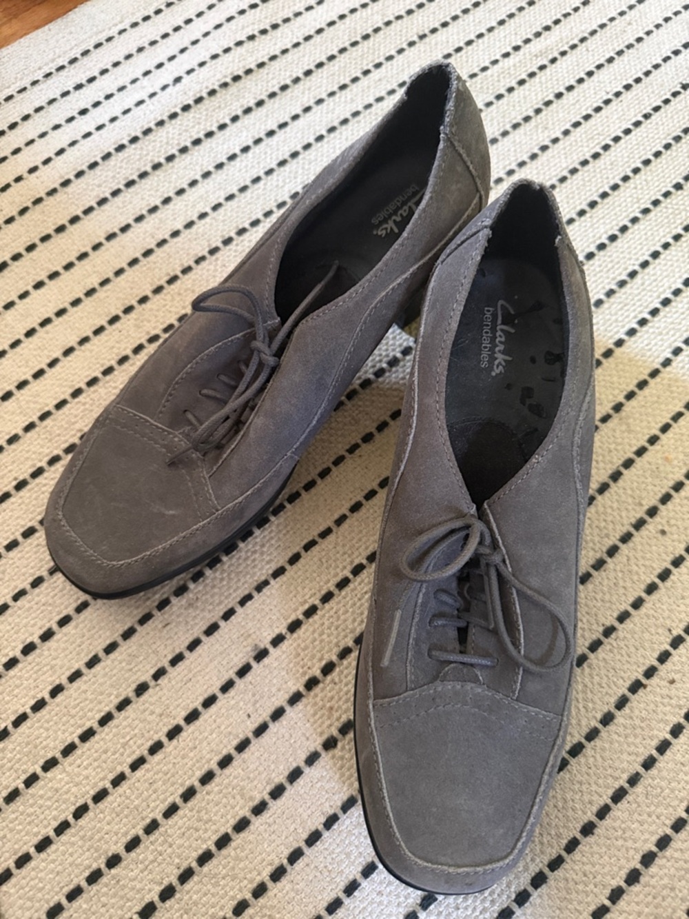 Clarks Gray Suede Lace-Up Oxfords